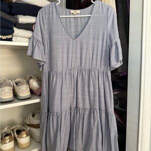 Entro Lavender Tiered Tunic with Ruffle Sleeves